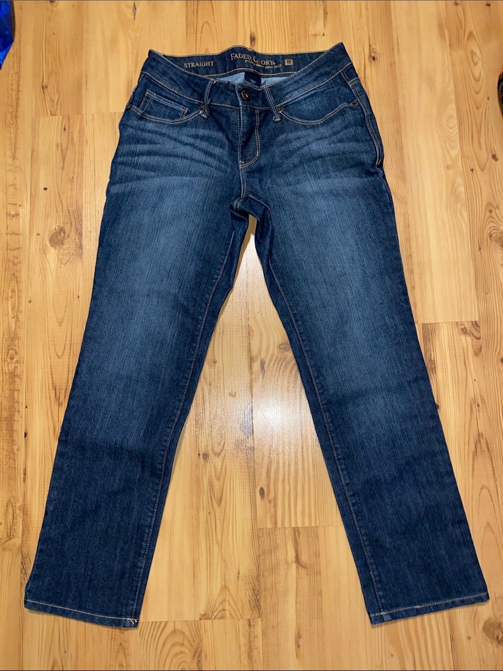 Faded Glory Women's Straight Leg Jeans in Dark Blue Wash